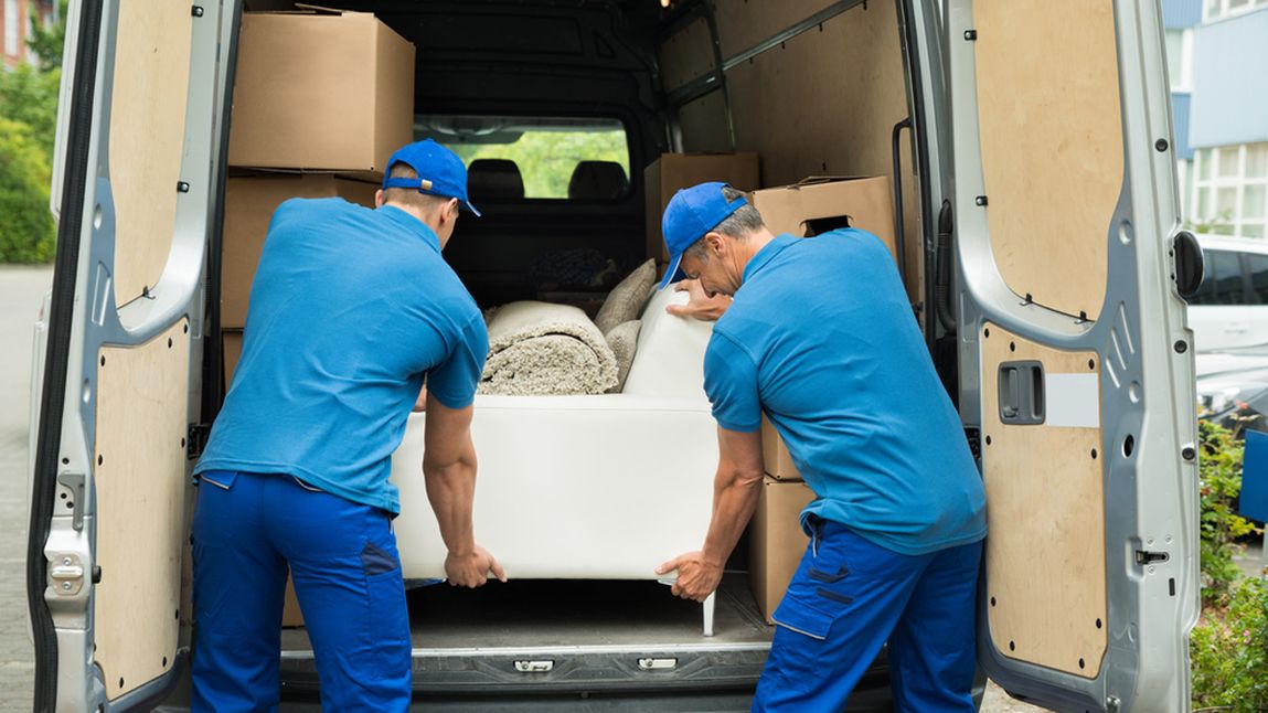 A sofa being transported