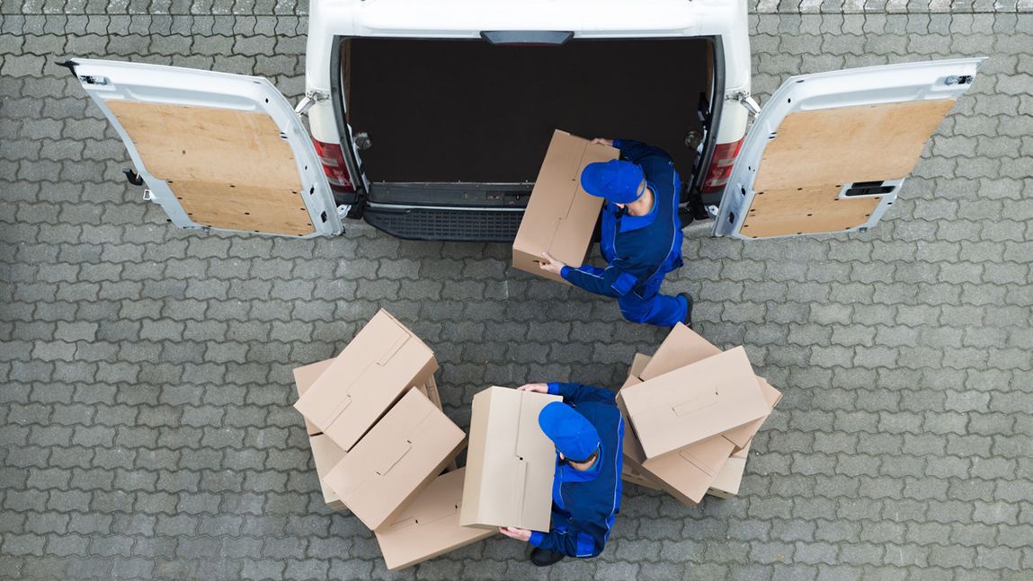 Boxes being loaded into a van